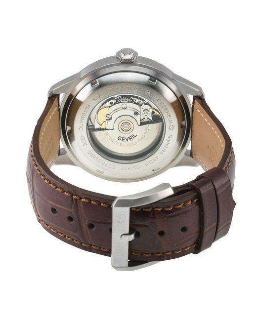 Gevril Gray Guggenheim Automatic 316L Stainless Steel Satin Dial, And Polished Bracelet for men