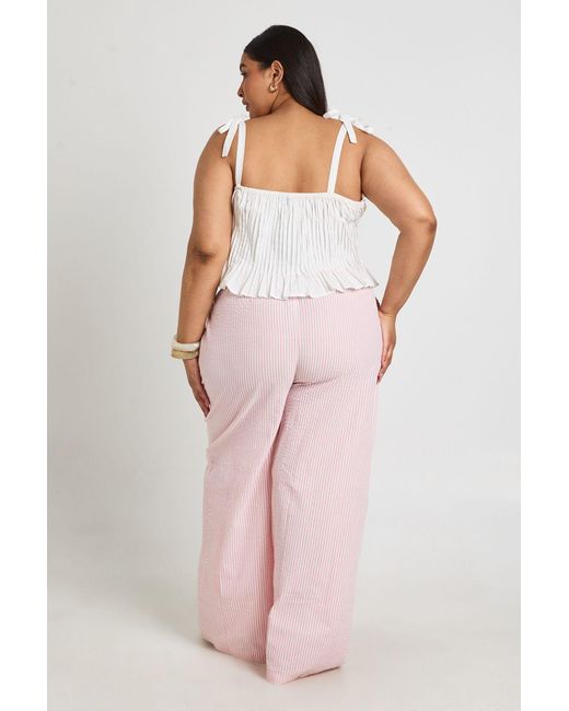 Boohoo White Plus Milkmaid Pleated Tie Shoulder Top