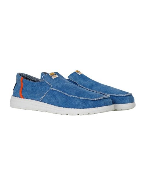 Weird Fish Blue Shoal Washed Canvas Slip-On Lightweight Shoes (Denim) for men