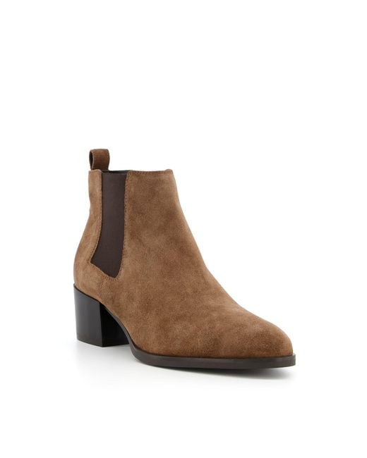 Dune Brown Ladies Suede Low Heel Chelsea Boots Payger