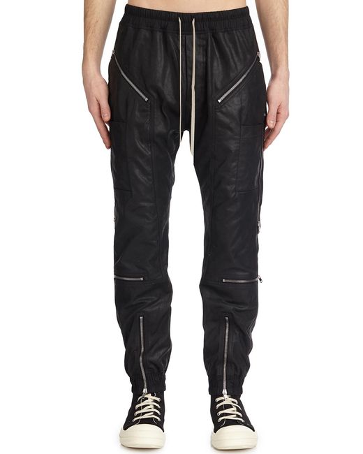 Rick Owens Black Headon Joggers Leather Trousers for men
