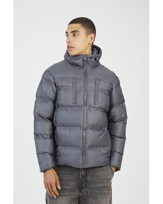 Brave Soul Gray Heat Sealed Hooded Padded Jacket for men