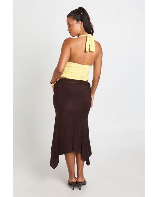Boohoo Yellow Soft Touch Knot Detail Halterneck Top