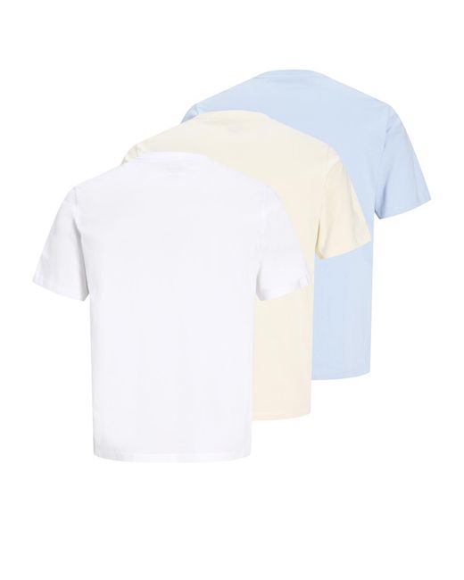 Jack & Jones Blue 3-Pack T-Shirts Short Sleeve O-Neck for men