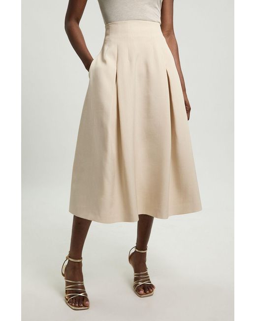Karen Millen Natural Viscose Blend Tailored Full Skirt