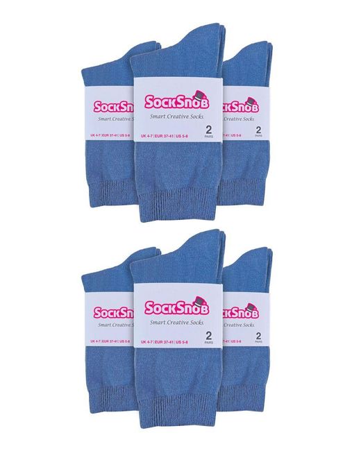 Sock Snob Blue Plain Cotton Rich Socks