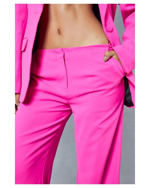 MissPap Pink Tailored Premium Low Waisted Wide Leg Trousers