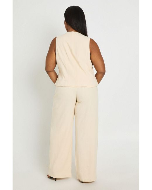 Boohoo Natural Plus Linen Tailored Trousers