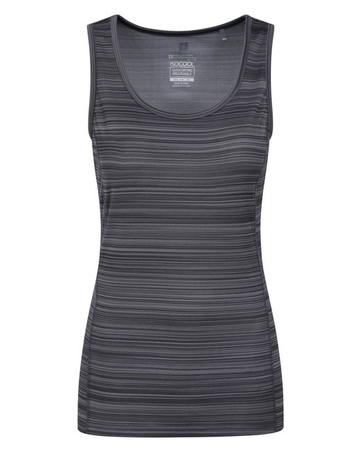 Mountain Warehouse Gray 'Endurance Ii' Striped Vest Quick Wicking Gym Yoga Comfy Top