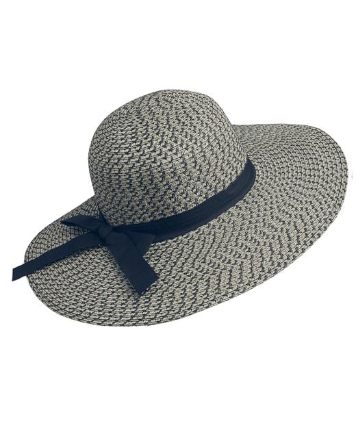 Woodland Leathers Blue Ladies Wide Brim Woven Sun Hat Adjustable Summer Beach Hat