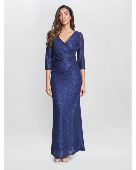 Gina Bacconi Blue Fearne Lace Wrap Maxi Dress