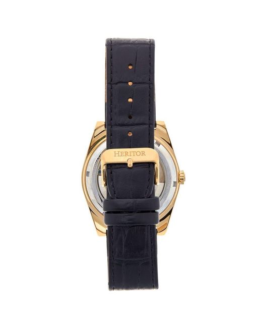 Heritor Metallic Daxton Semi Skeleton Watch for men