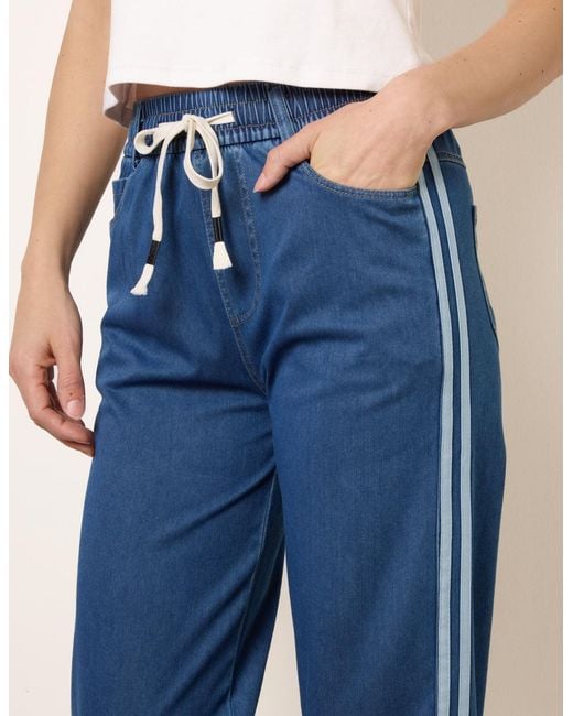 Blue Vanilla Blue Side Stripe Jeans With Drawstring