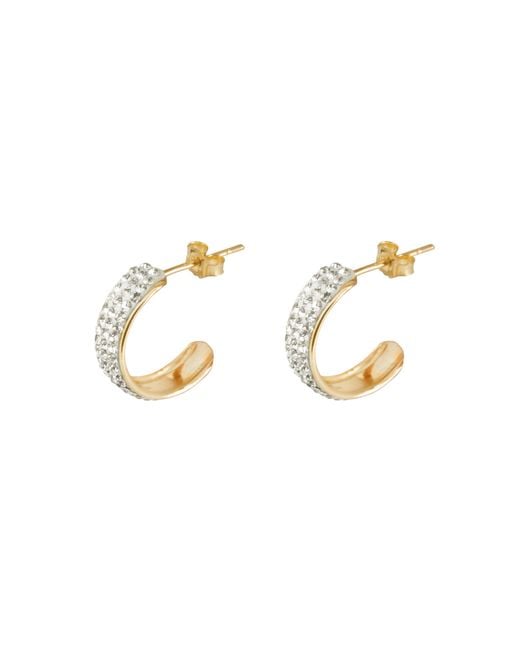 The Jewellery Stockroom Metallic 9Ct Crystal Set Half Hoop Earrings