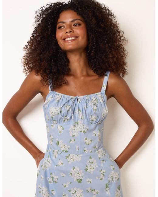 Blue Vanilla Blue Midi Milkmaid Floral Dress