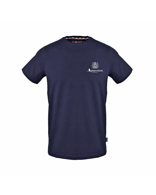 Aquascutum Blue Regular Fit Crew Neck Short Sleeve T-Shirt for men