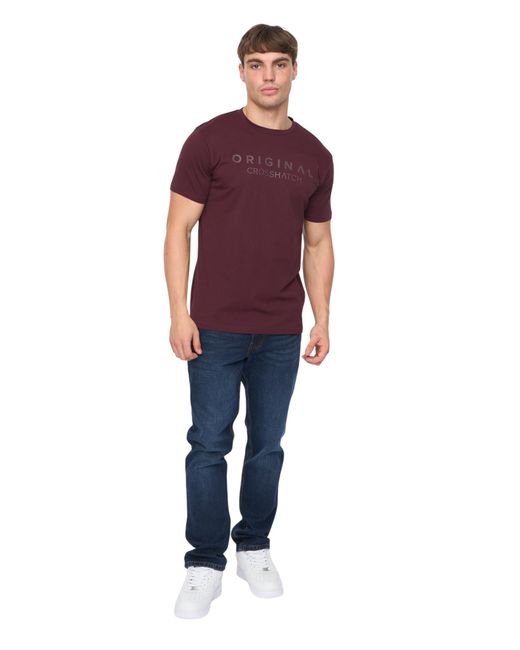 Crosshatch Red Adults T Shirt Demiwear Tee Soft Cotton Textile for men