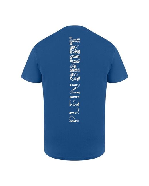 Philipp Plein Blue Scratch Logo T-Shirt for men