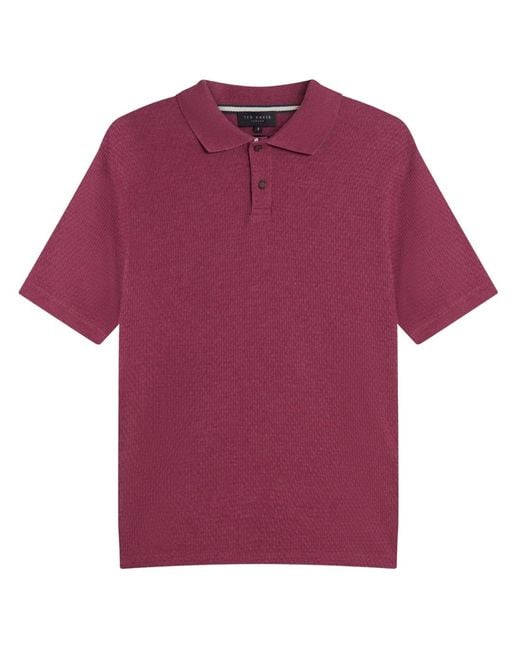 Ted Baker Purple Redman Regular Textured Fuchsia Polo Shirt for men