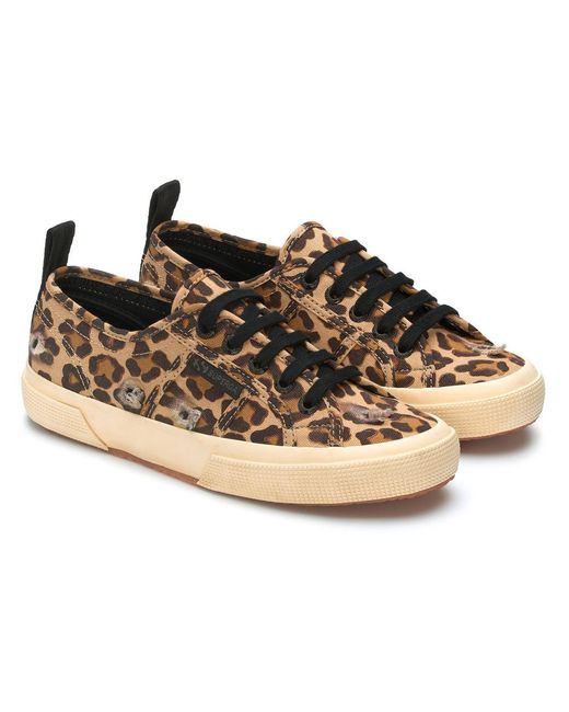 Superga Brown Ladies 2750 Leopard Print Trainers
