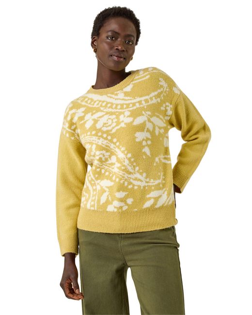 Roman Metallic Floral Jacquard Knit Jumper