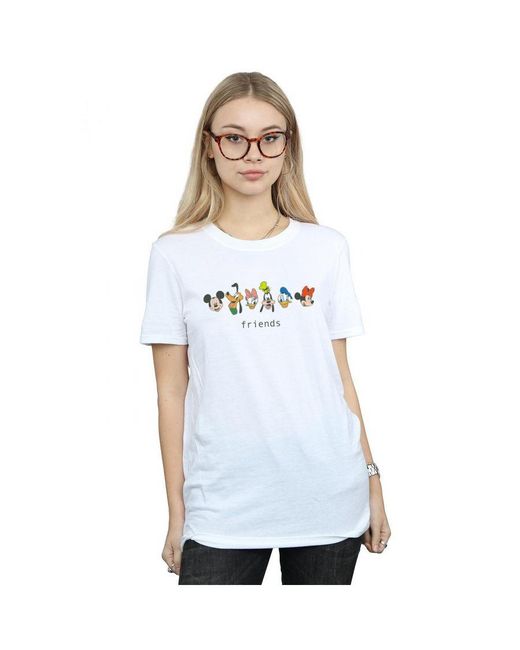 Disney Blue Ladies Mickey Mouse And Friends Cotton Boyfriend T-Shirt
