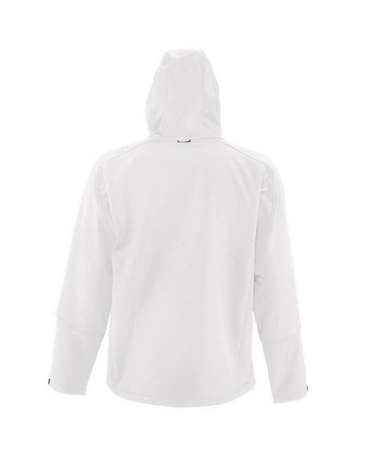 Sol's White Replay Hooded Soft Shell Jacket (Breathable, Windproof And Water Resistant) for men
