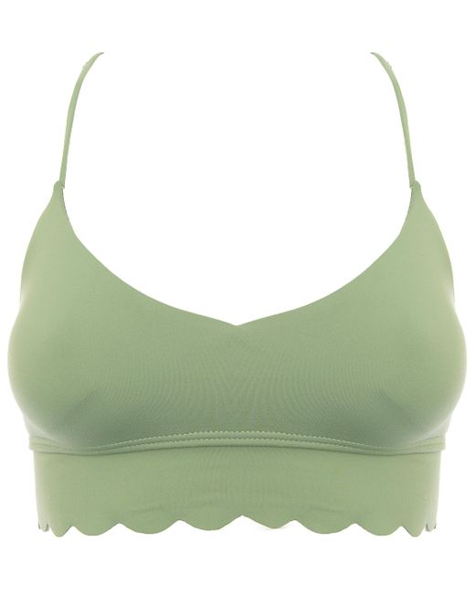 South Beach Green Khaki Light Support Scallop Sports Bra
