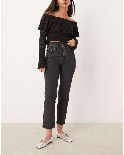 Abercrombie & Fitch Black Double Waistband Straight Fit Jeans