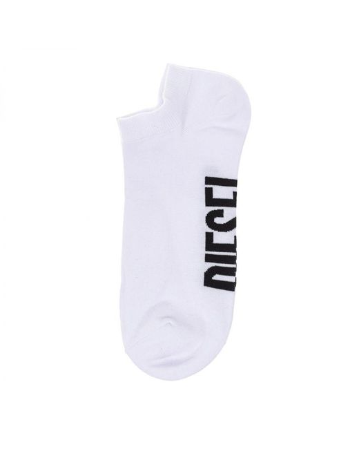 DIESEL White Pack-3 Cotton Ankle Socks 00Si8H-0Ldaz for men