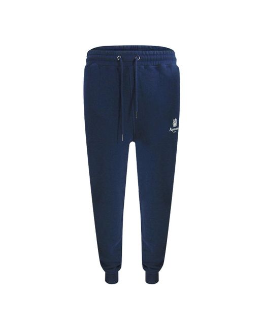 Aquascutum Blue Active Basic Rib Track Pant Sweatpants Cotton for men