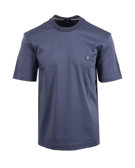 Boss Blue C Taut T-Shirt Open Cotton for men