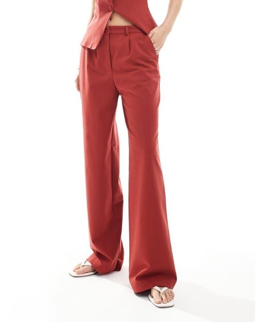 Miss Selfridge Red Tailo Straight Leg Trouser Co-ord
