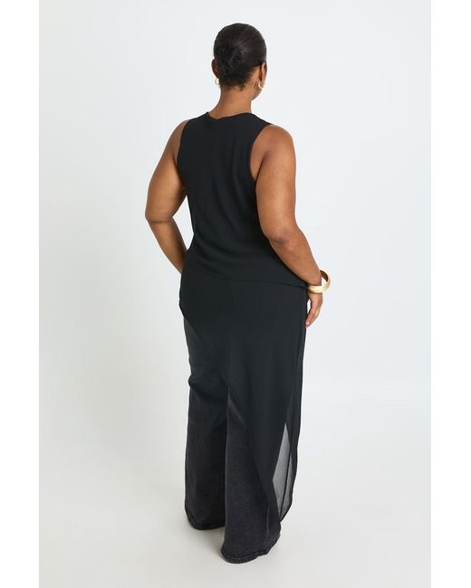 Boohoo Blue Plus Layered Asymmetric Hem Longline Top