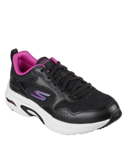 Skechers Black Run Arch Fit Easy Road Slip On Trainers