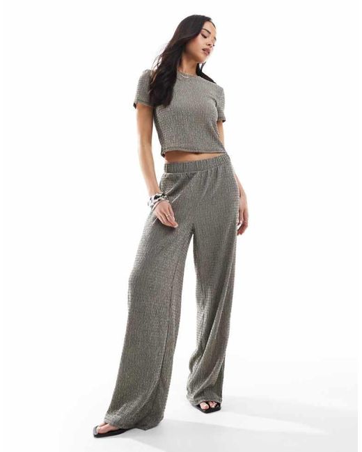 Vero Moda Multicolor Textured Plisse Wide Leg Trouser Co-Ord