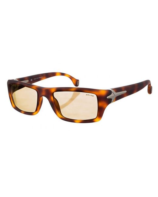 Police Brown Acetate Sunglasses With Rectangular Shape S1712M