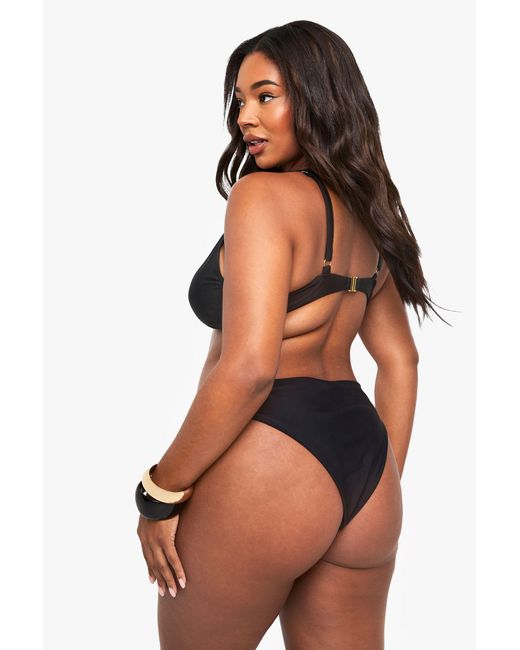 Boohoo Black Plus Wide Strap Trim Bikini Top