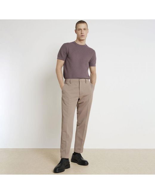 River Island Natural Slim Fit Trousers Waffle Textured for men