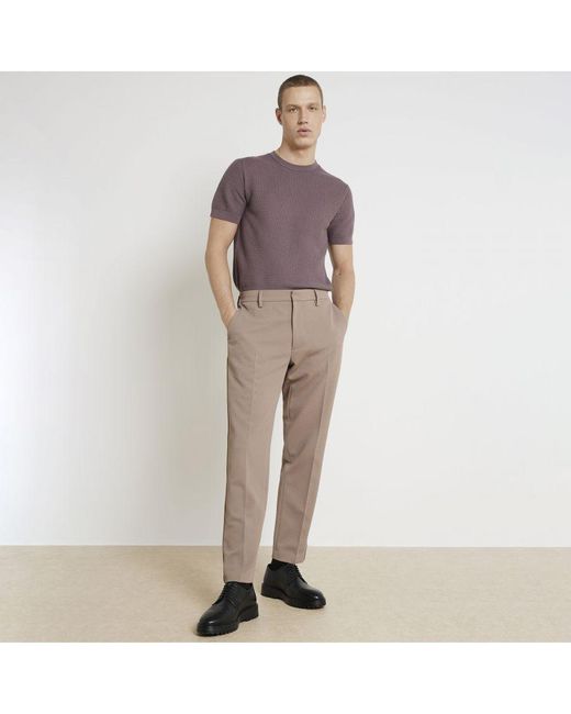 River Island Natural Slim Fit Trousers Waffle Textured for men