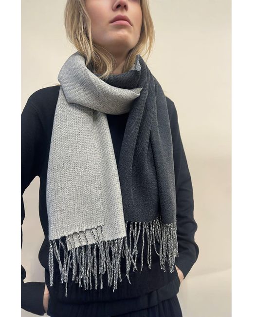 SVNX Blue Reversible Two-Tone Cashmere Blend Scarf With Tassels