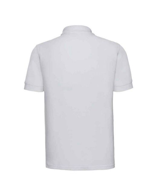 Russell White Ultimate Cotton Pique Polo Shirt for men