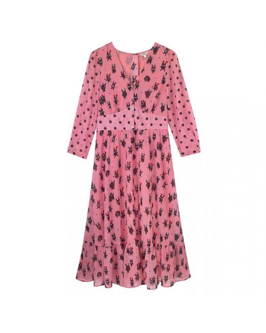 Cath Kidston Pink Dreamgifters Button Through Tea Dress Viscose