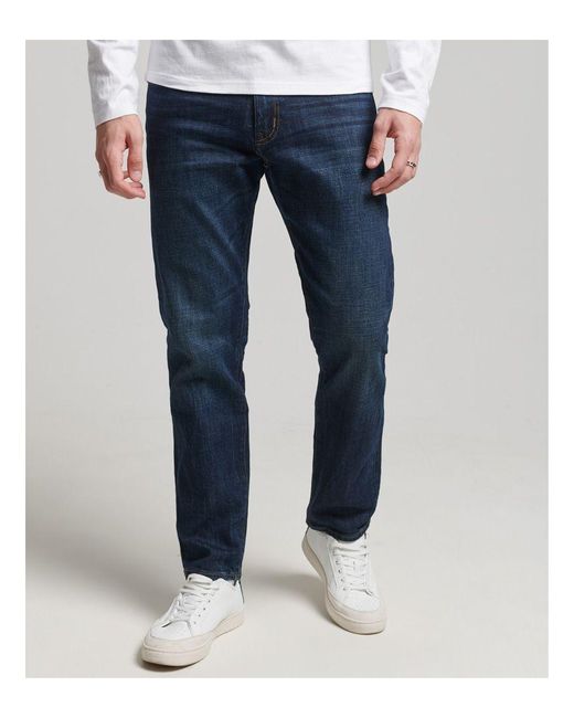 Superdry Blue Tailored Straight Jeans Cotton for men