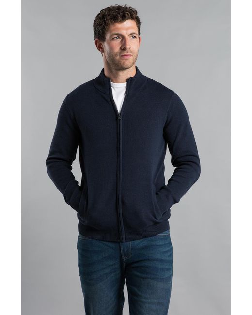 Kensington Eastside Blue Recycled Cotton Blend Zip-Through Cardigan for men