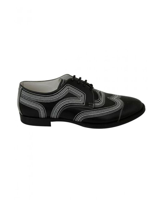 Dolce & Gabbana Black Leather Derby Formal Lace Shoes for men