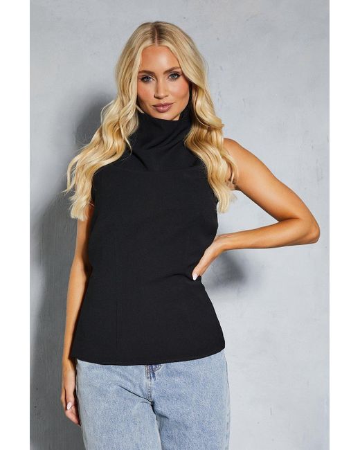 MissPap Black Top Basic Sleeveless Woven Strap