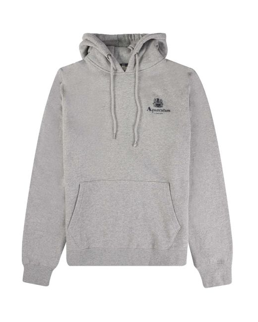 Aquascutum Gray Active Small Logo Hoodie Cotton for men