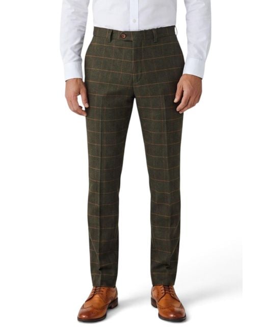 Paul Andrew Black Tweed Herringbone Check Trousers for men