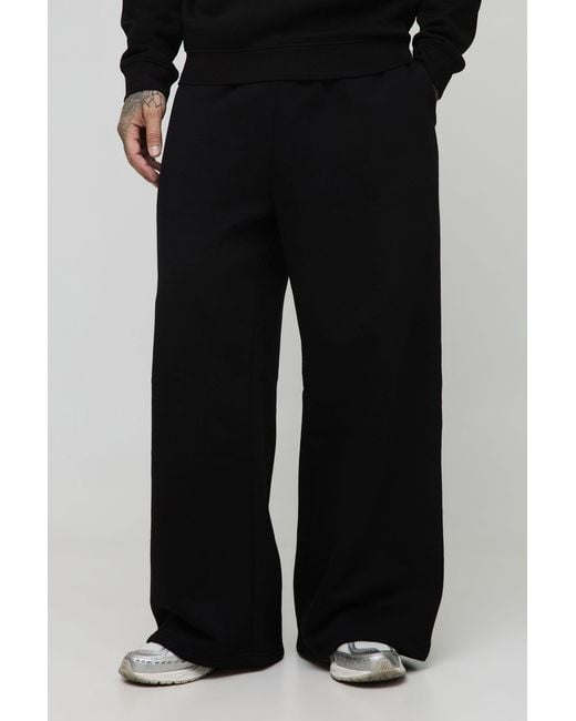 BoohooMAN Black Tall Basic Extreme Wide Leg Sweatpants for men